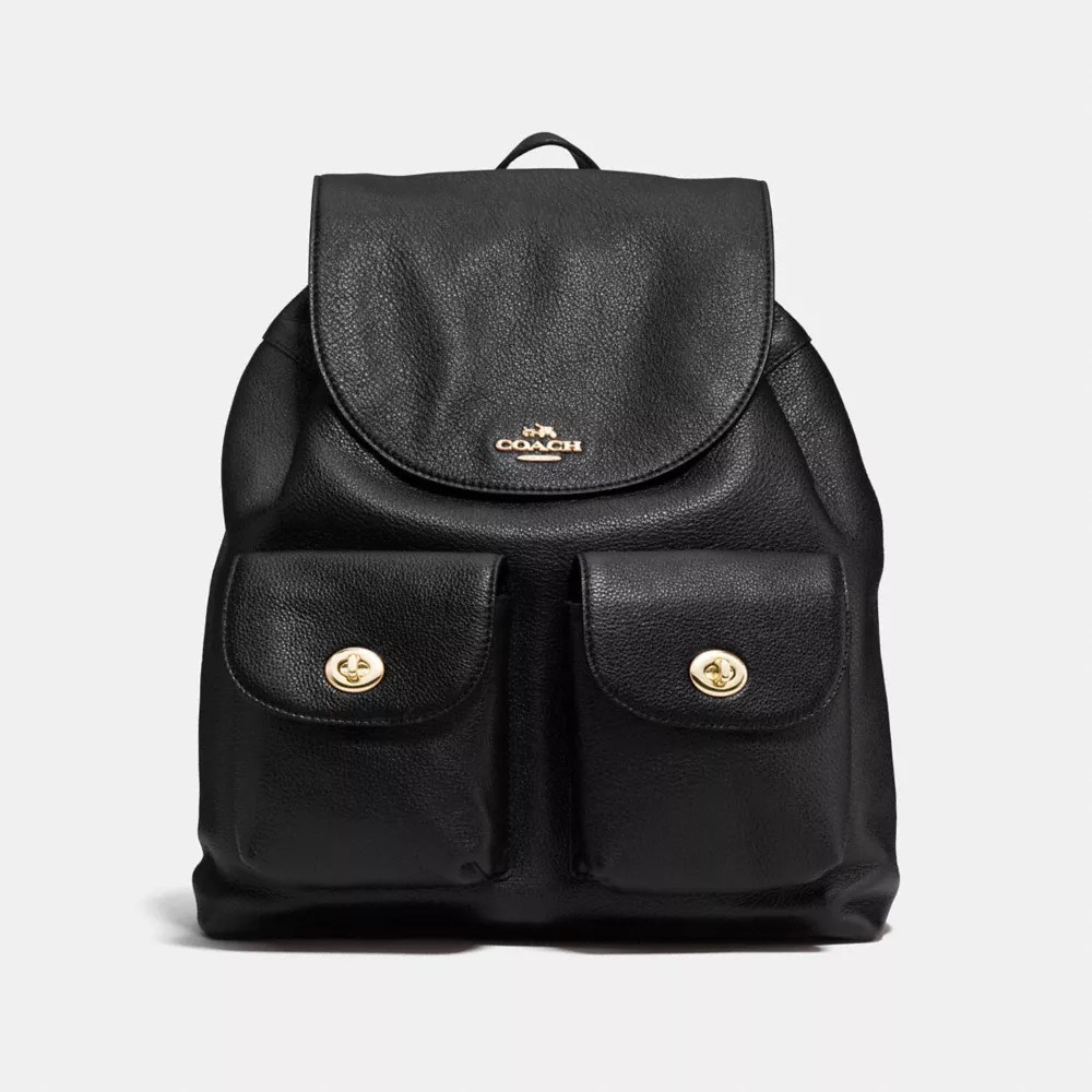 Coach F37410 Billie Backpack In Pebble Leather Imitation Gold Black Coach Handbags