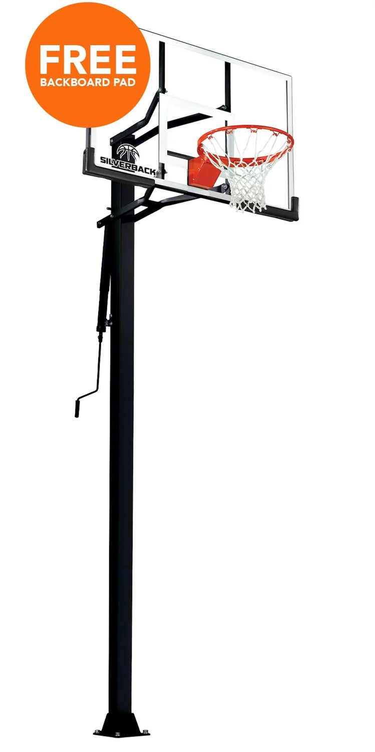 Silverback 54 in inground tempered-glass basketball hoop