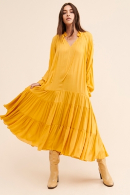 Tiered yellow maxi dress
