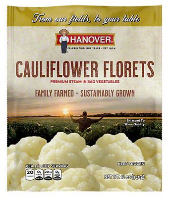 Hanover steam-in-bag cauliflower florets, 12 oz