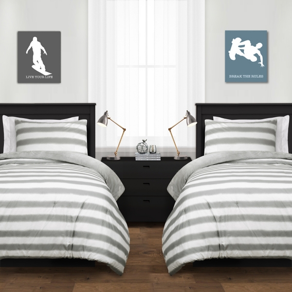 Available in different colors, sizes and weights. blue white 4 piece stripe full queen