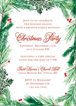 The holidays are here, which means it's time to celebrate! Pine Wreath Holiday Party Invitation Paper Source