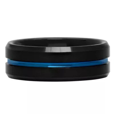 Download our free jcp app today and discover coupons, deals & more! Mens Black Tungsten with Blue IP Wedding Band - JCPenney