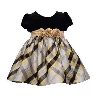 Bonnie Jean Baby Girls Short Sleeve Empire Waist Dress Color Gold Jcpenney