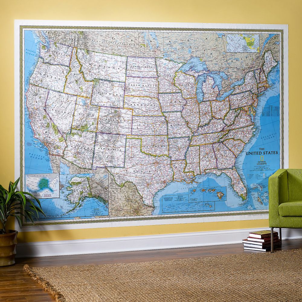 United States Classic Wall Map Mural National Geographic Store 1020320