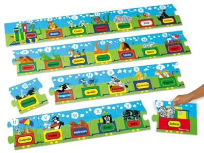 The printable abc train consists of a locomotive and 26 open wagons (aka gondola cars), one for every letter of the english alphabet, carrying . Alphabet Train Floor Puzzle At Lakeshore Learning