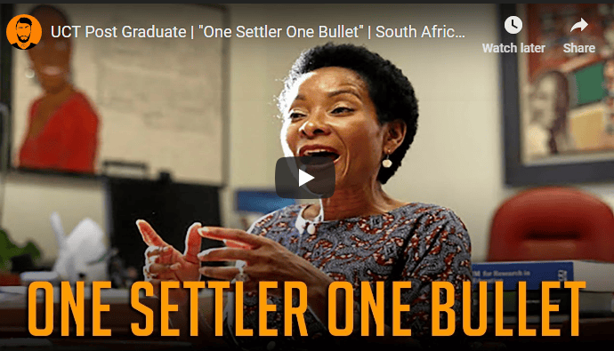 Double standards of racism - ‘One Settler One Bullet’: UCT student congratulated by vice chancellor - Can you just imagine if a white student had done something similar referring in anyway to blacks?