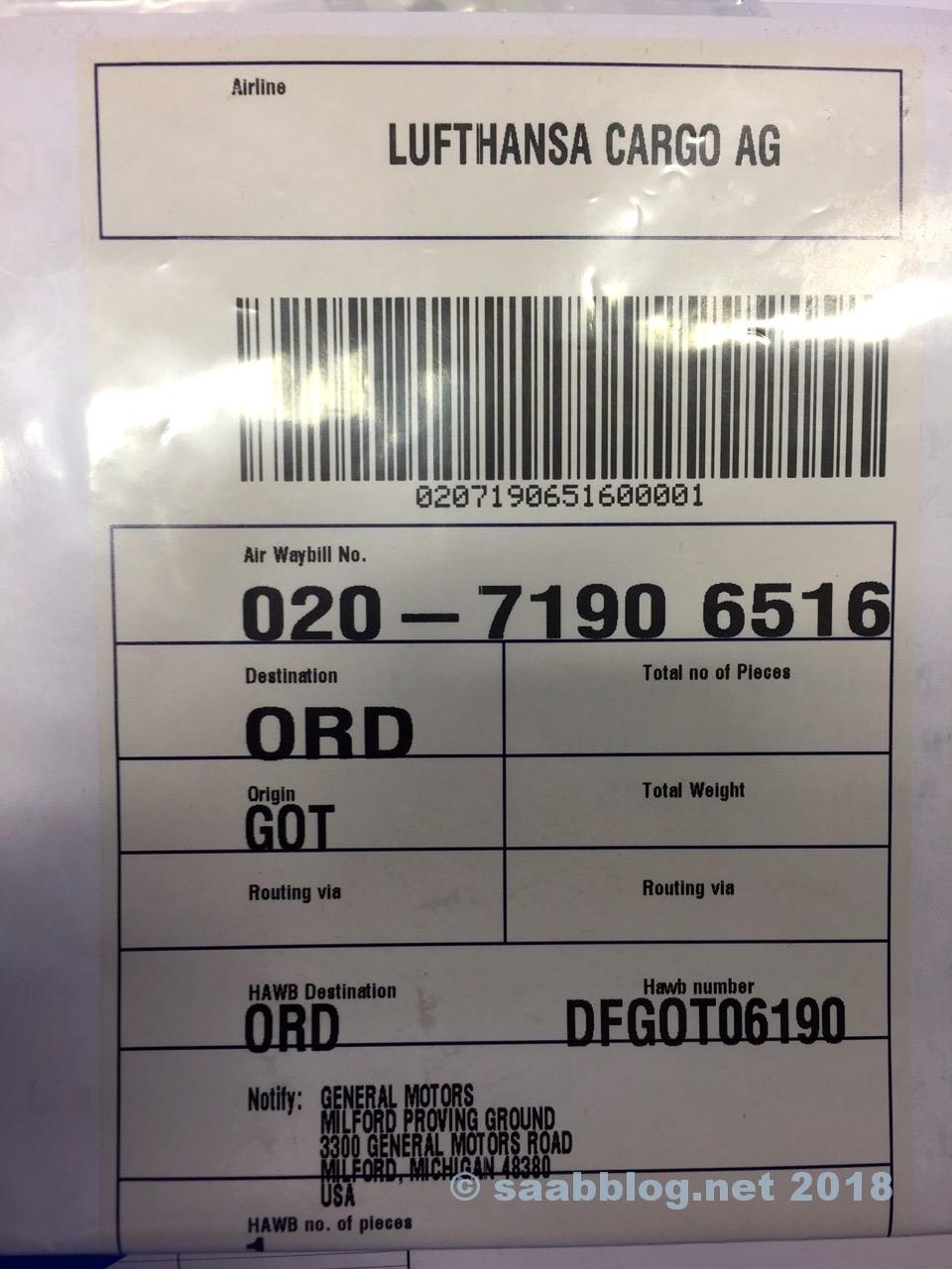 Zeitgeschichte: Lufthansa Air Waybill von 2011