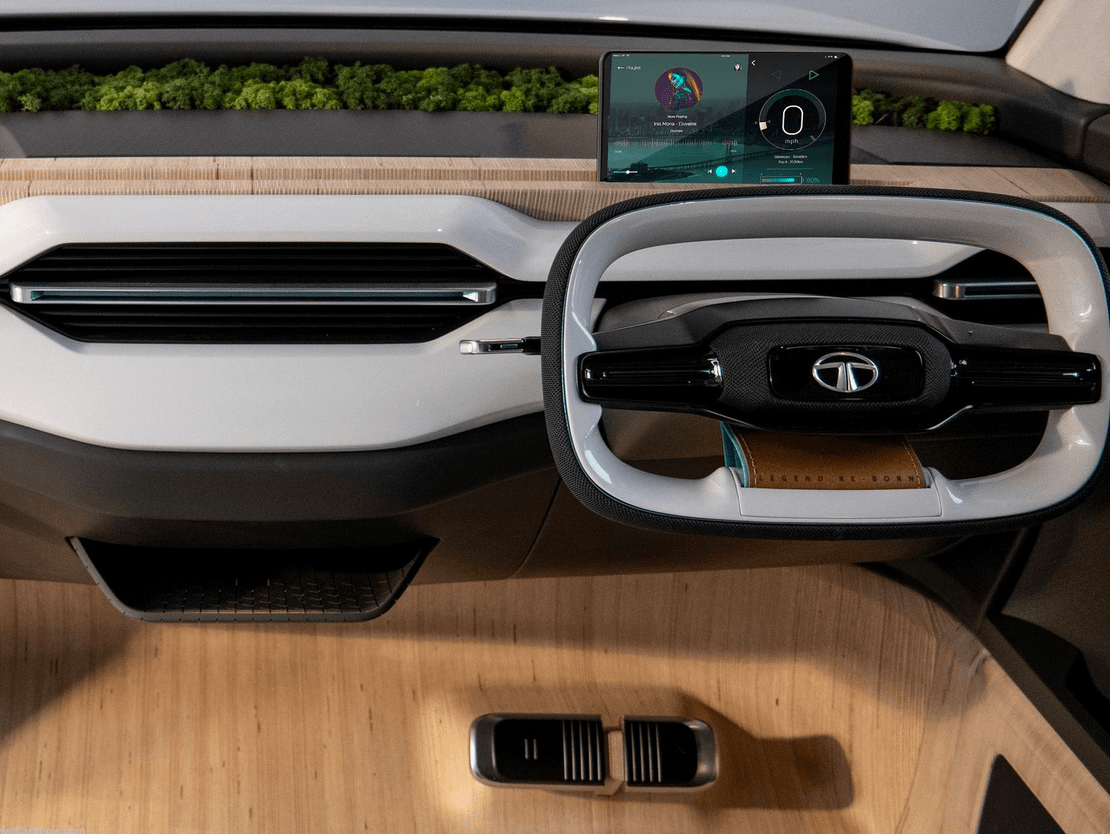 Tata Sierre Concept. Elektrisches SUV mit Moosen im Innenraum. Bild: Tata