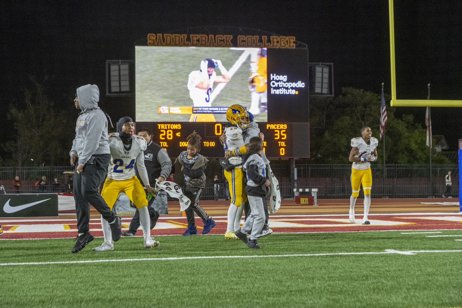 The Pacers celebrate as time runs out, securing their 2nd state championship title in the last 3 years. Russell Stiger Jr., OBSERVER
