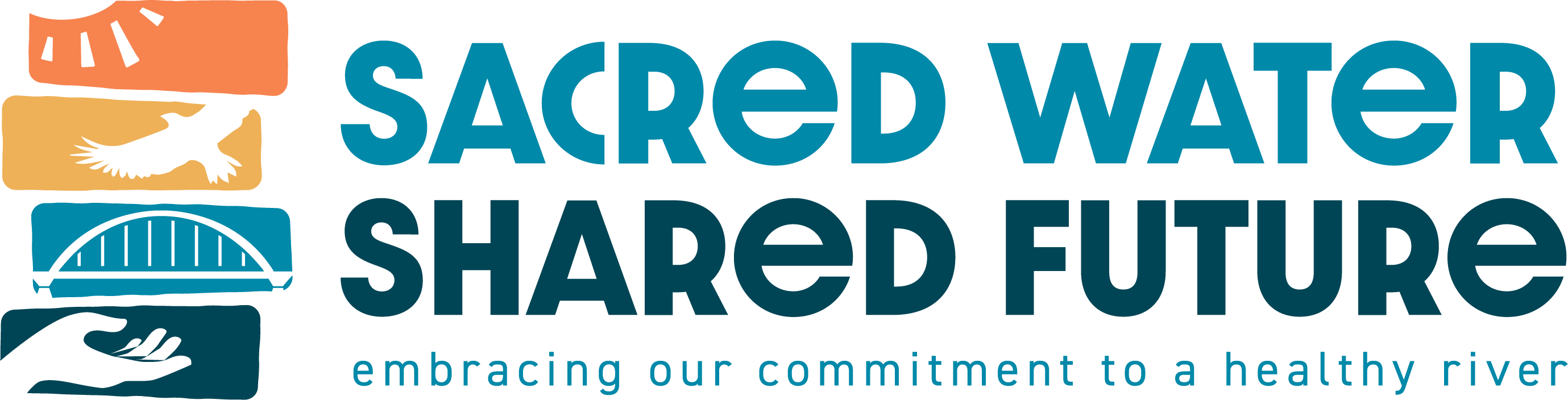A graphic with the text, "Sacred Water Shared Future."