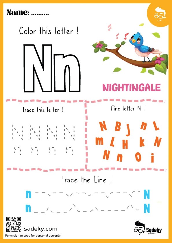 Simple letter n worksheets free printable for preschoolers