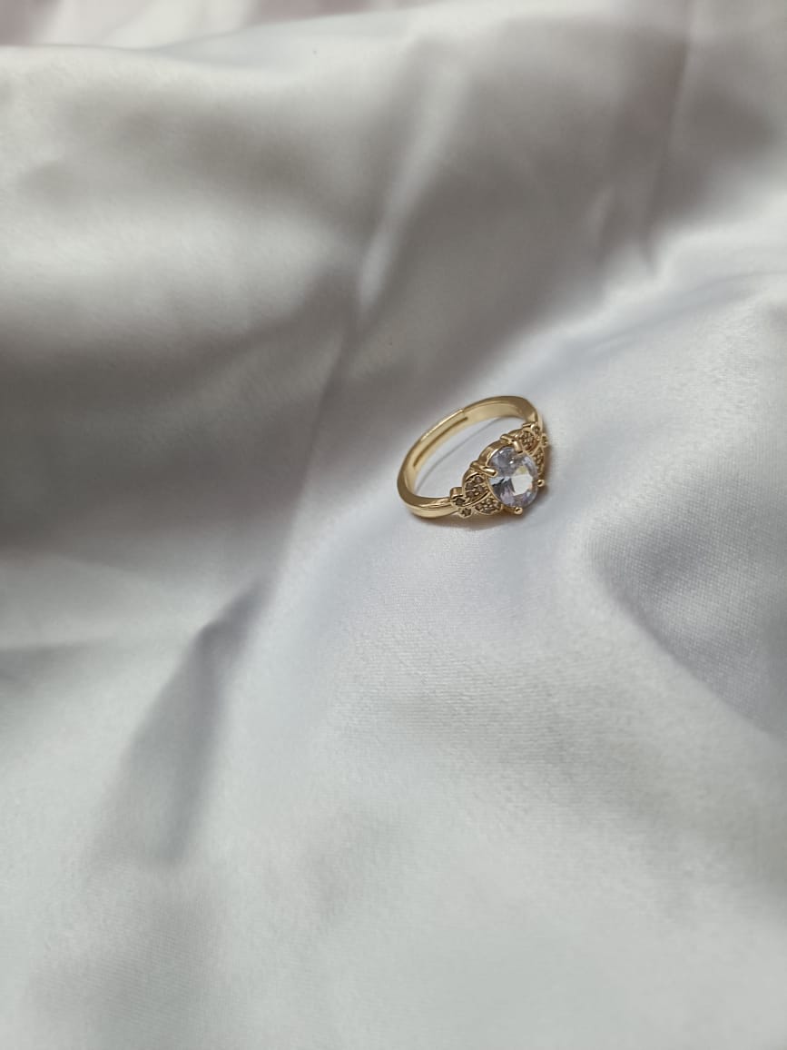 18k gold plated latest ring white stone