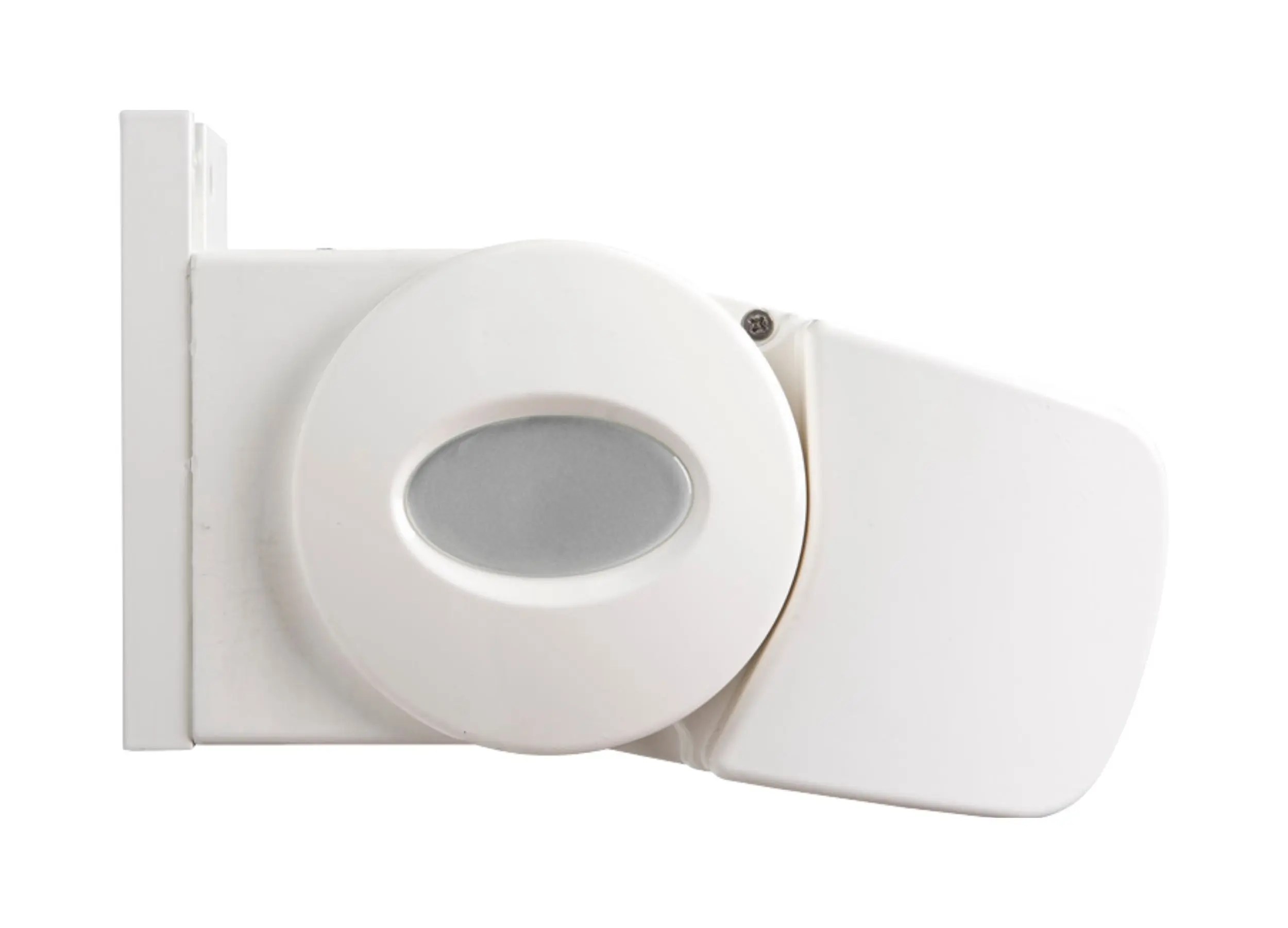 Side view close-up of Bartlow awning bracket and arm mechanism.