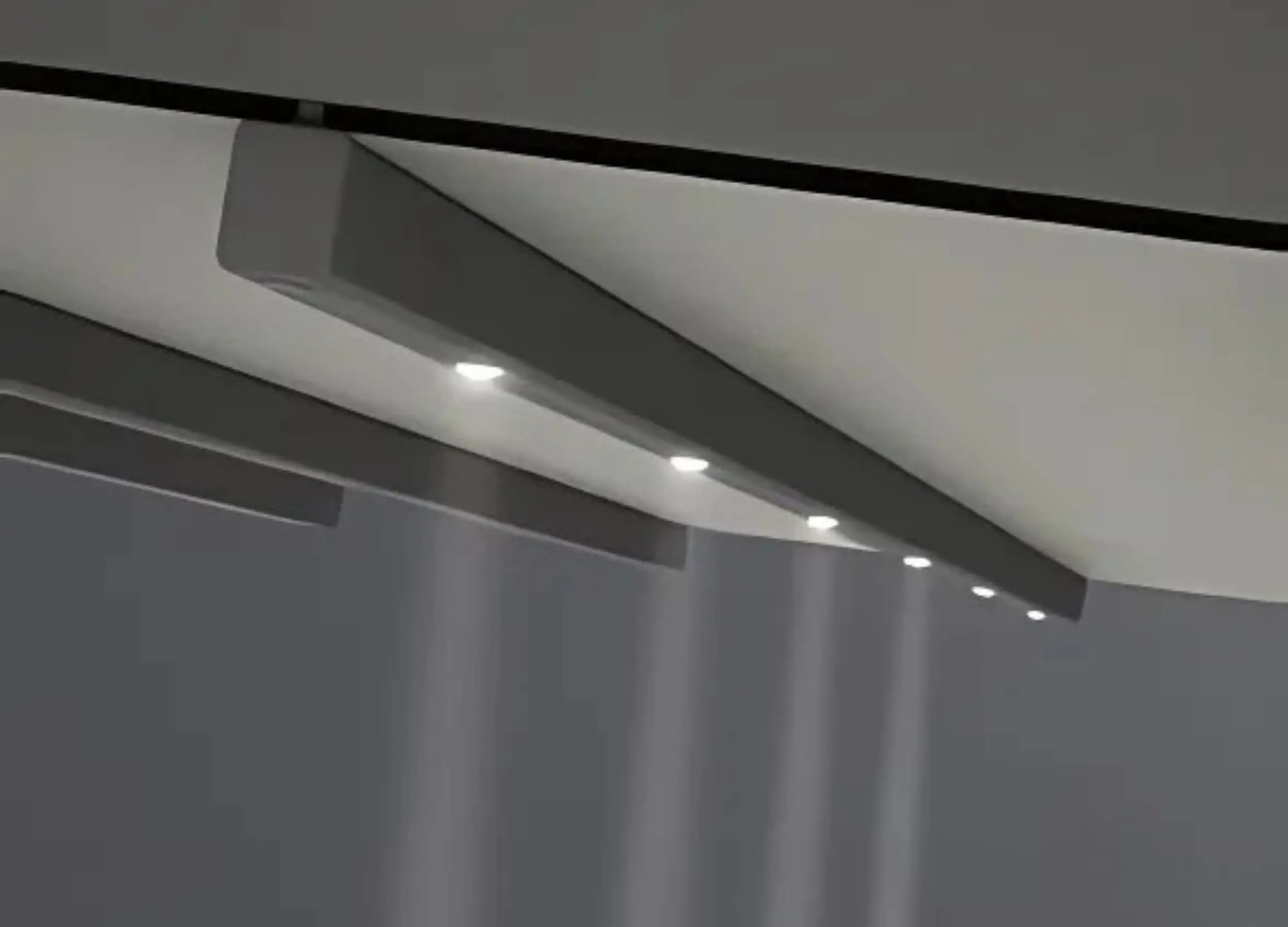 Close-up of integrated LED lighting on a Weinor Pergotex retractable roof.