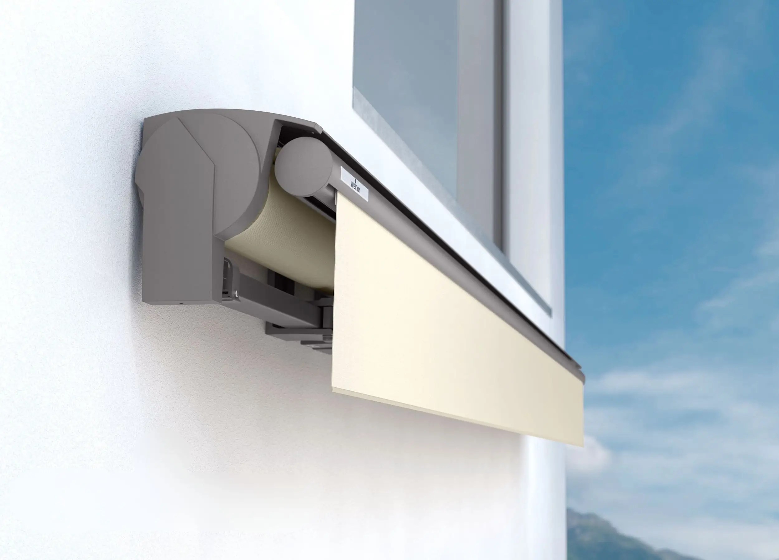 Weinor Topas wall-mounted awning with classic open cassette design