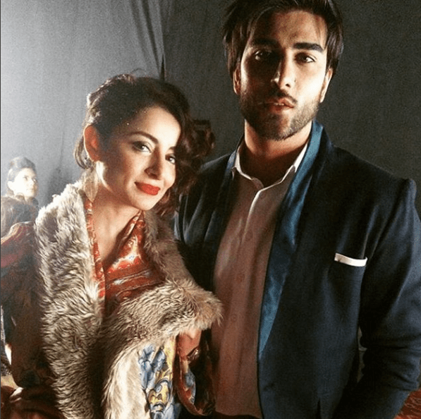 Sarwat Gillani with Imran Abbas at backstage