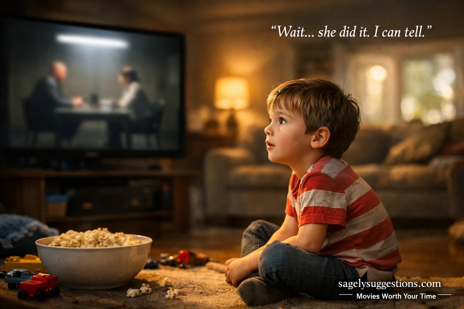 Child watching TV intensely while hearing Basic Instinct plot explained
