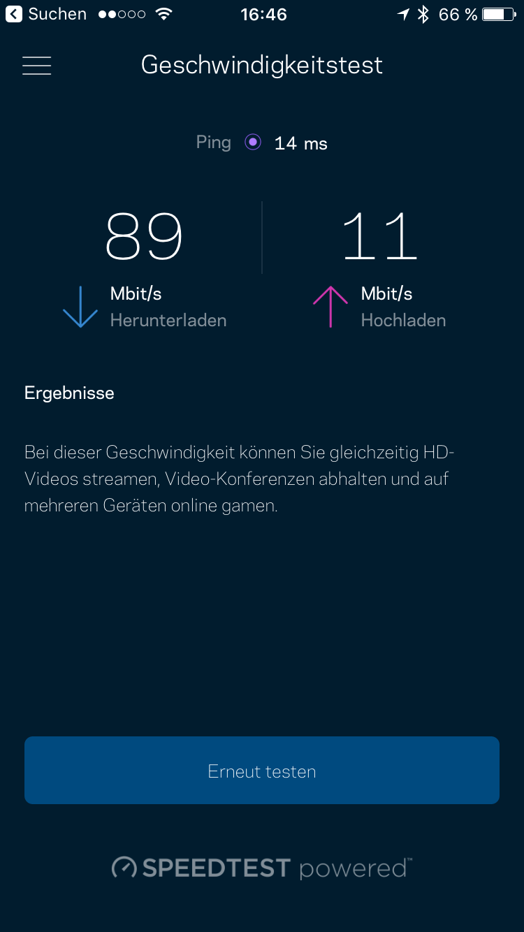 Eingebauter Speedtest