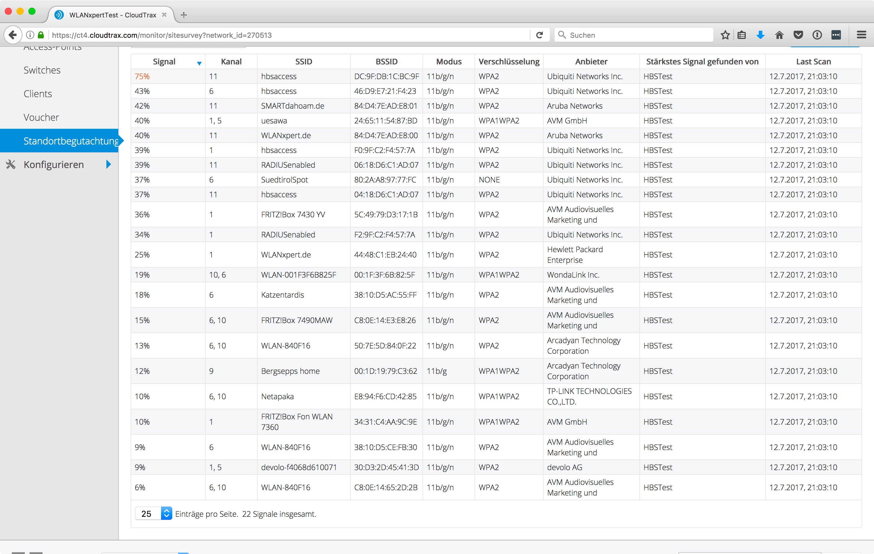 WLANxpertTest_-_CloudTrax_Standort