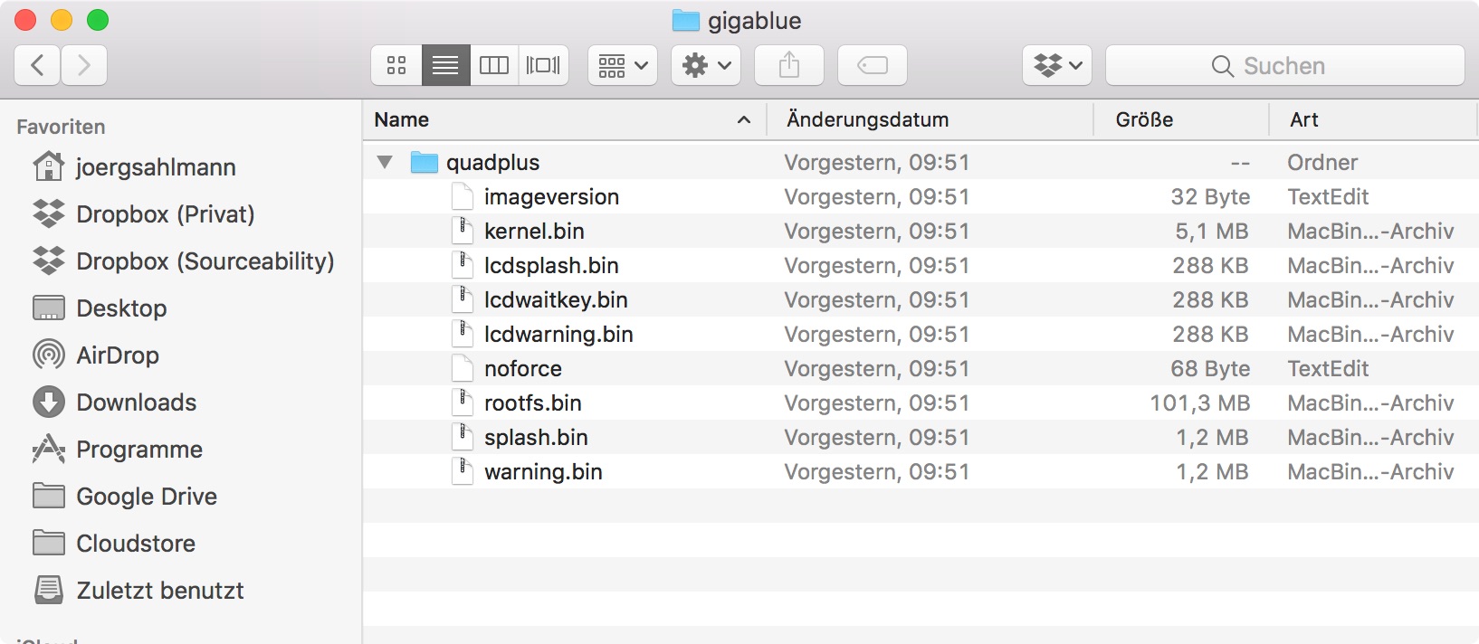 gigablue Ordner