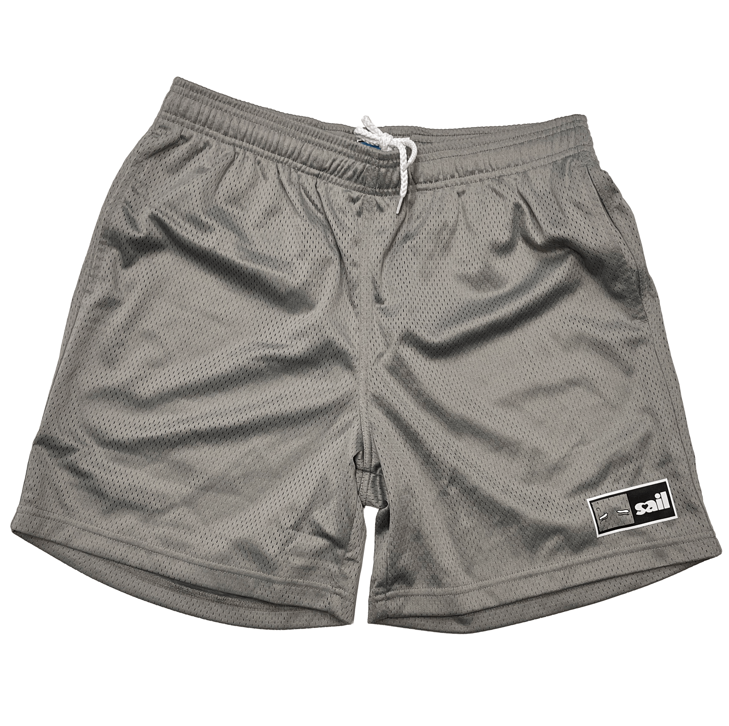 sail cloth "box logo" mesh shorts.