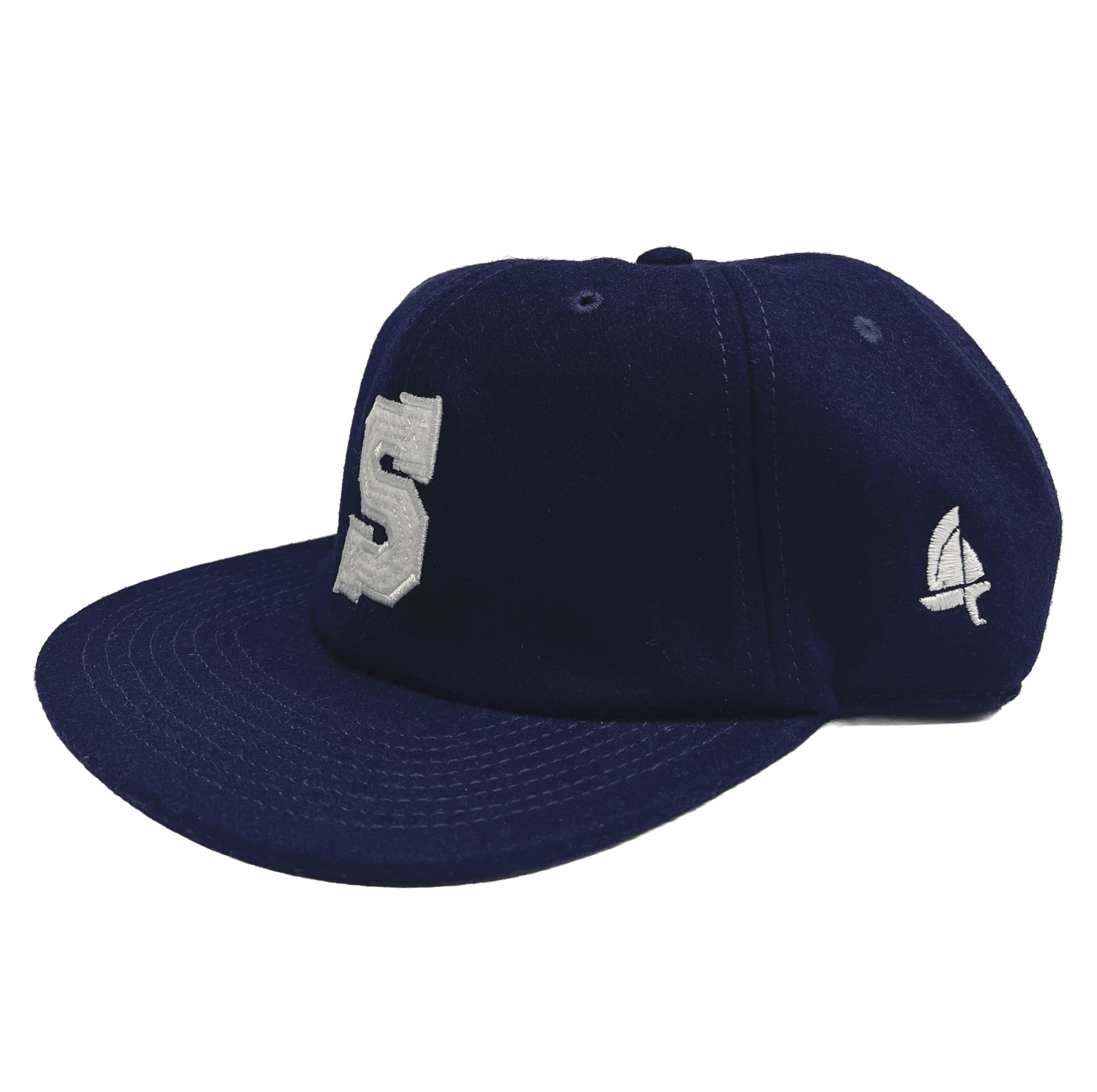 sail cloth "bold letter" navy wool cap