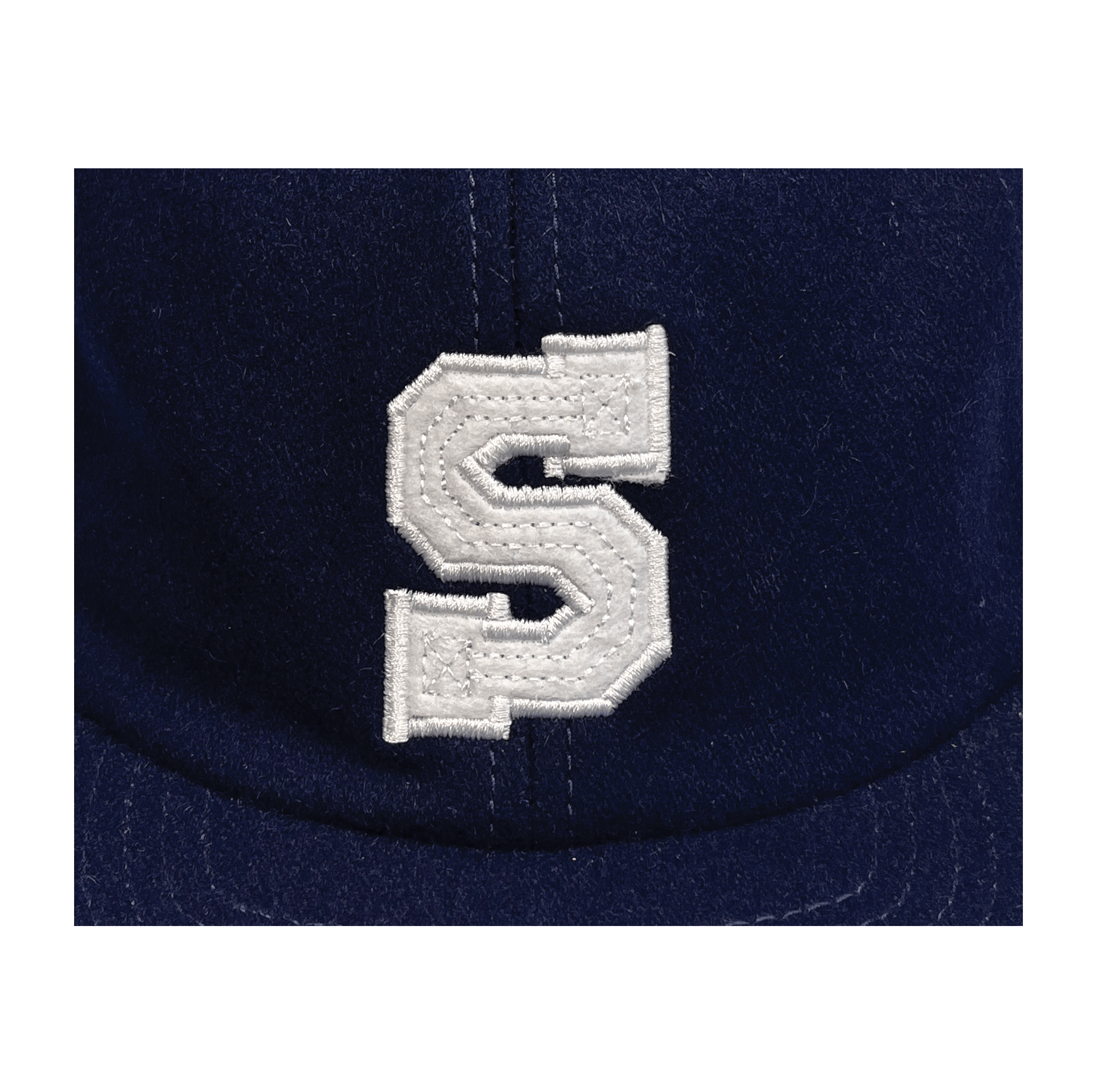 sail cloth "bold letter" navy wool cap