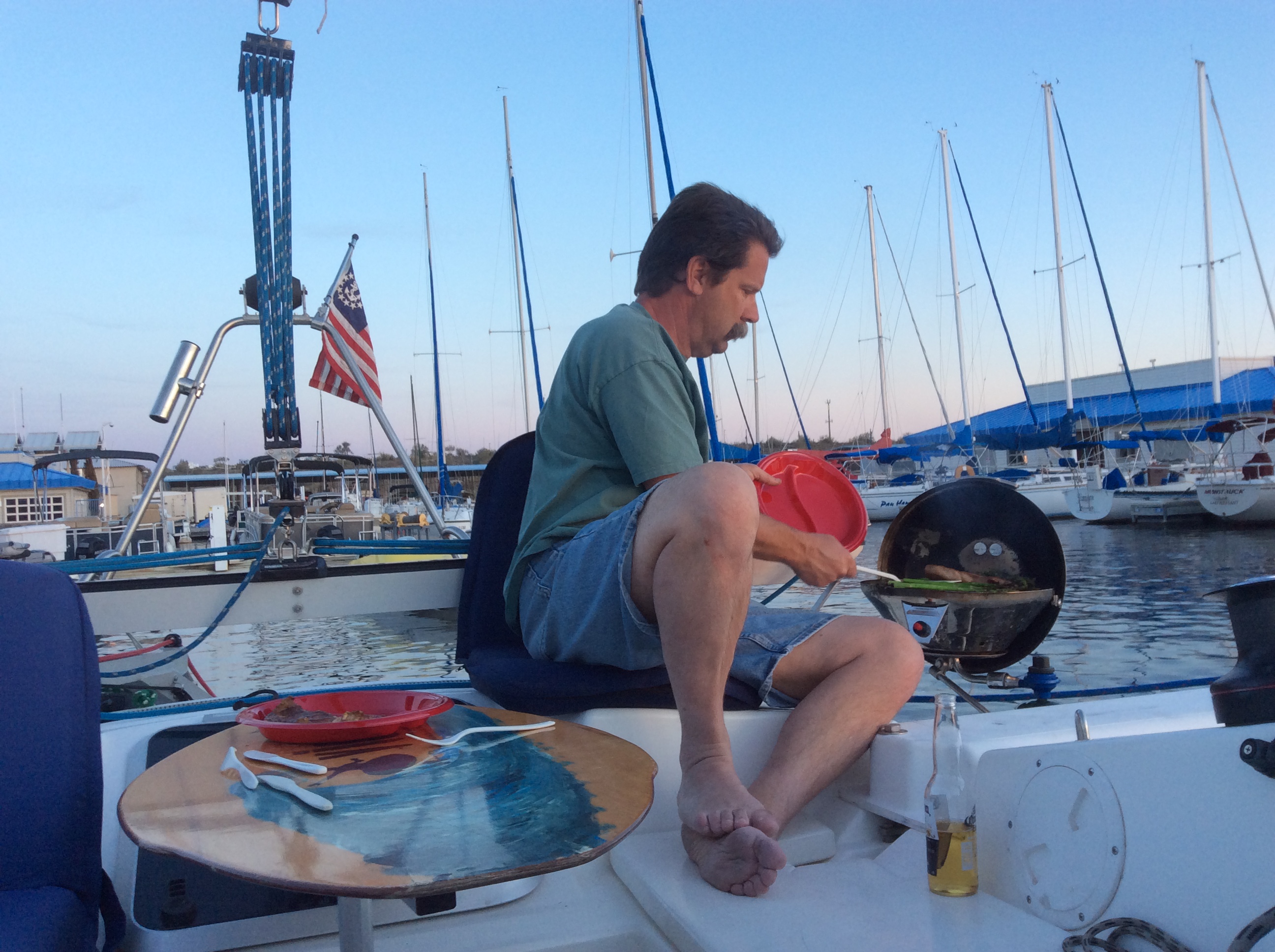 Our first meal on the boat! Lake Pleasant, AZ