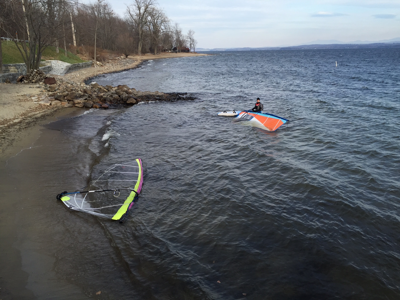 Thanksgiving Windsurfing on Lake Champlain Sailing Errant