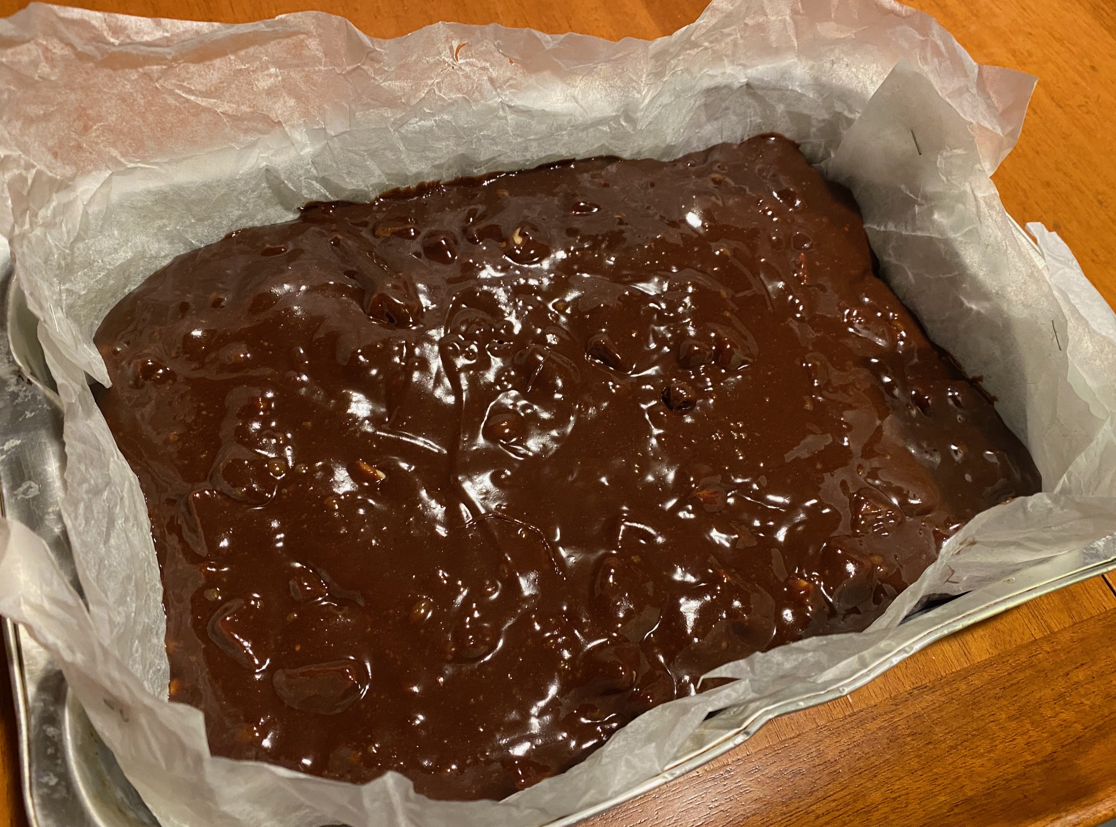 Triple chocolate fudge brownies made with milk, white and dark chocolate and baked until gooey in the centre with a crispy top.