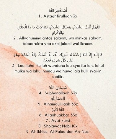 dzikir setelah sholat lima waktu, doa setelah sholat lima waktu.