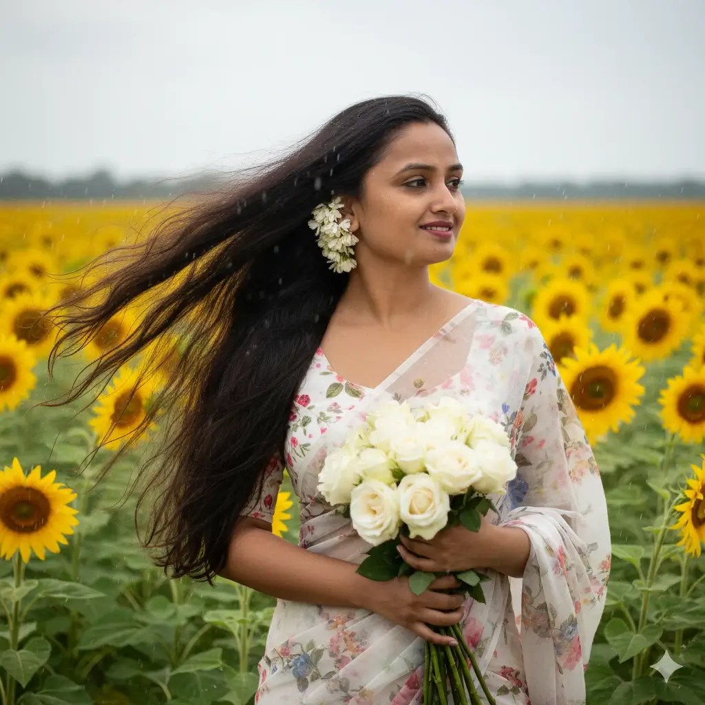 Women in the sunflower field