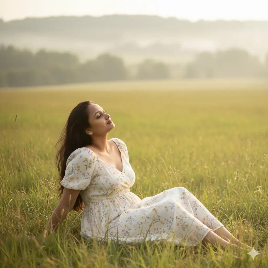 Girl sitting on a grass