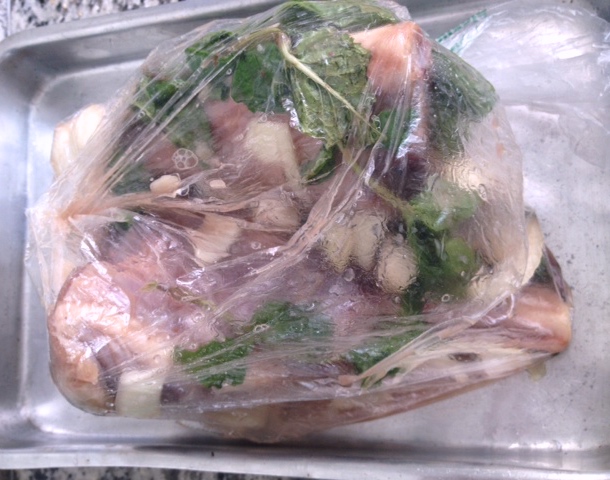 Marinada no saco plástico