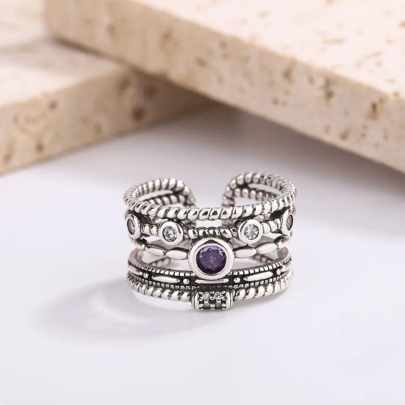 Vintage 925 Sterling Silver Retro Irregular Adjustable Ring 1