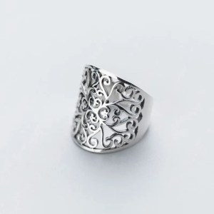 Vintage 925 Sterling Silver Hollow Flower Ring 1