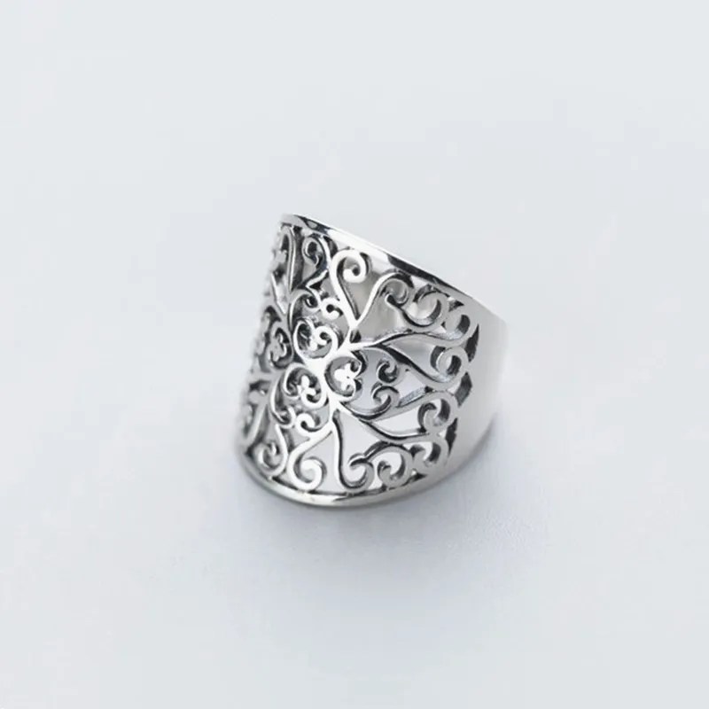 Vintage 925 Sterling Silver Hollow Flower Ring 1