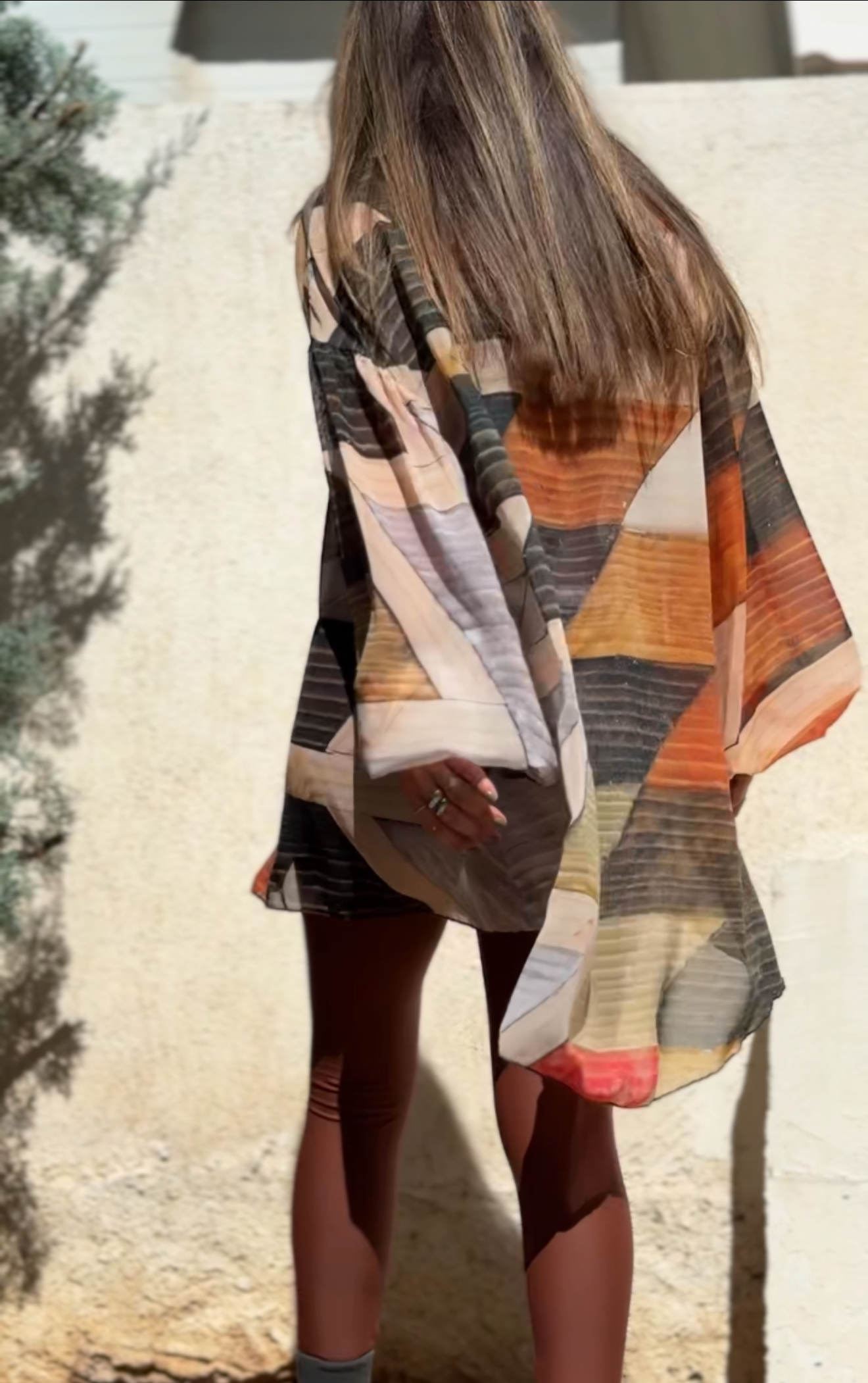 EROS PRINTED TUNIC TOP WOOD PRINT