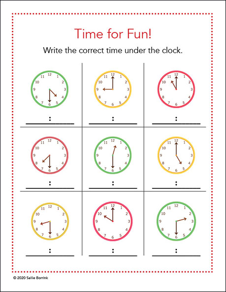 telling time worksheet hour and half hour a quiet simple life with sallie borrink