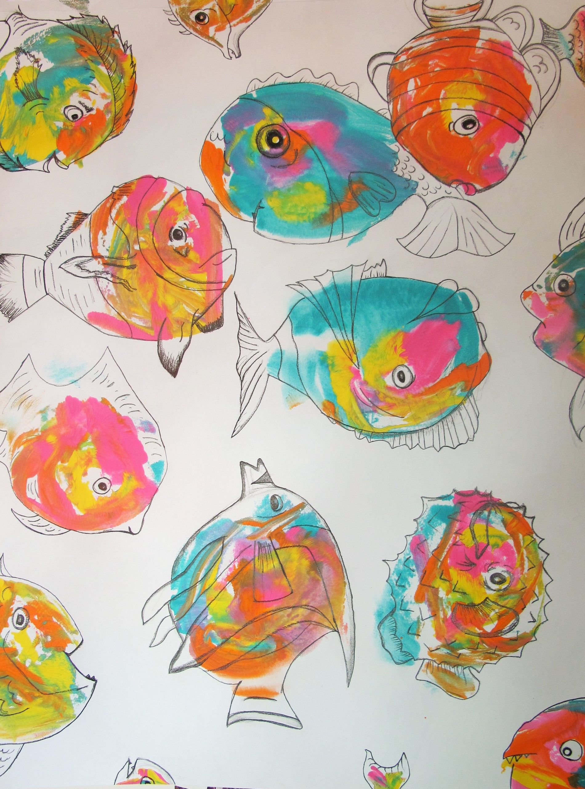 Print of fish in multiple colors