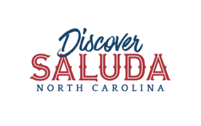 Discover saluda, north carolina tourism logo with blue script 'discover' and red 'saluda' lettering and small 'north carolina' text beneath.