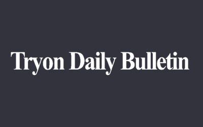 Tryon daily bulletin logo—white serif text on a dark blue background.