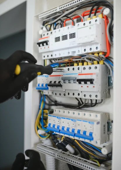 Electrician completing electrical panel upgrade in Lorton Virginia