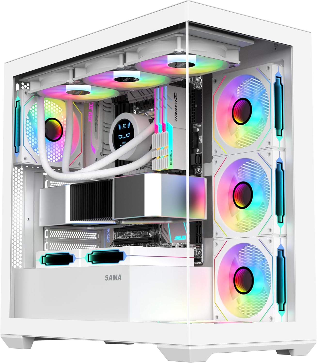 SAMA PC CASE ATX 4 Pre Installed ARGB Fans Type C Mid Tower Computer Sama Sv01 