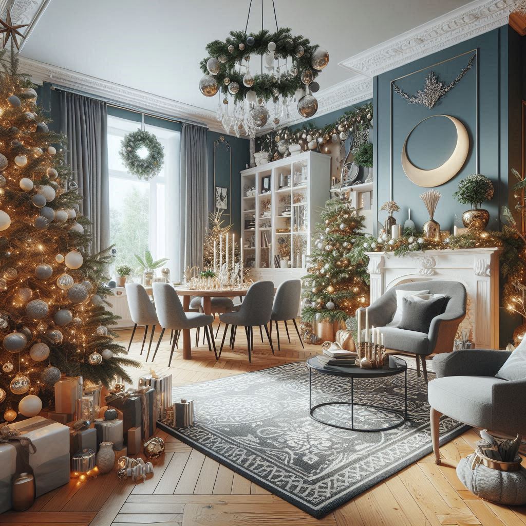 Sala, comedor decoración navideña