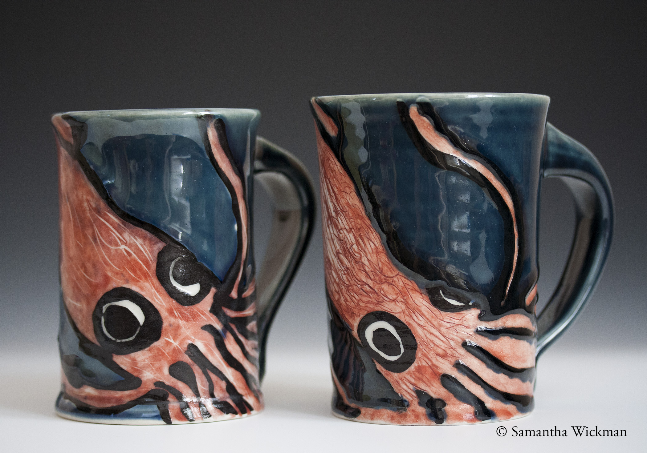 Squid Mugs, Porcelain, 2012
