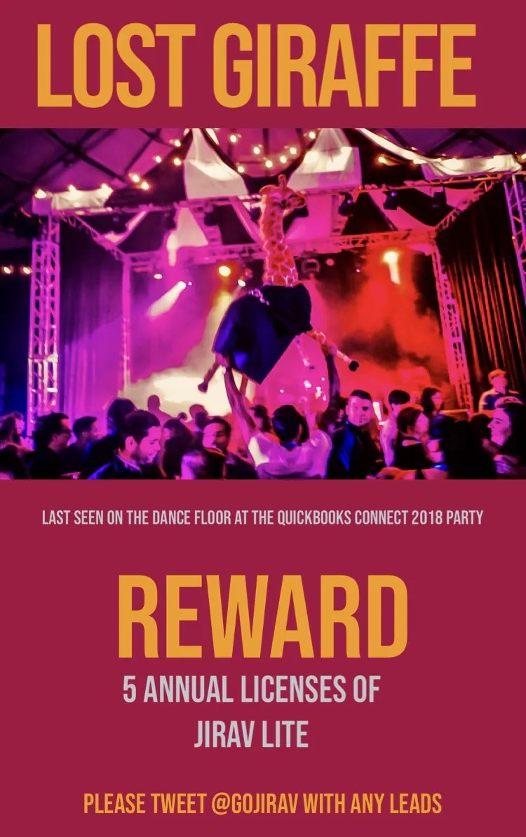 That time we lost our giraffe at Quickbooks Connect