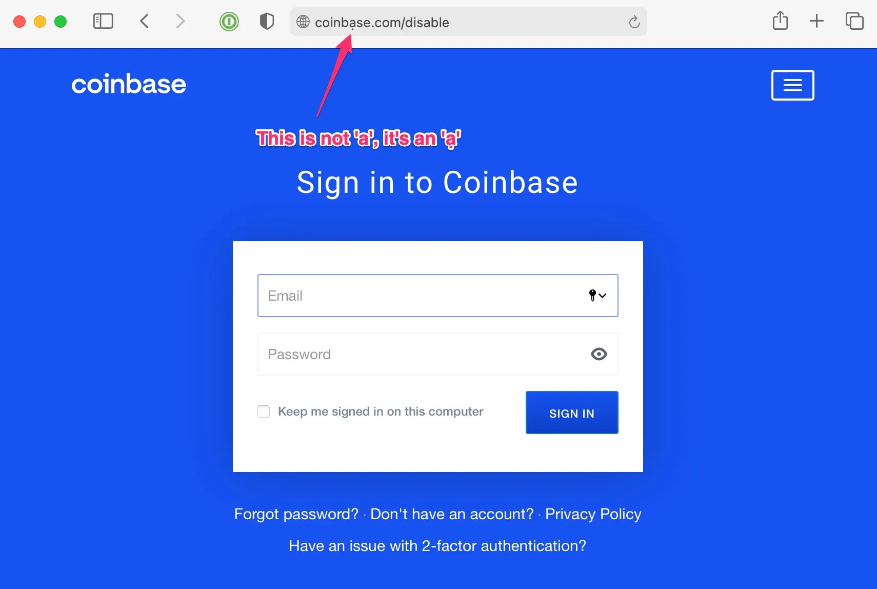 How a phishing attack for Coinbase almost got me with an ‘ạ’ instead of an ‘a’