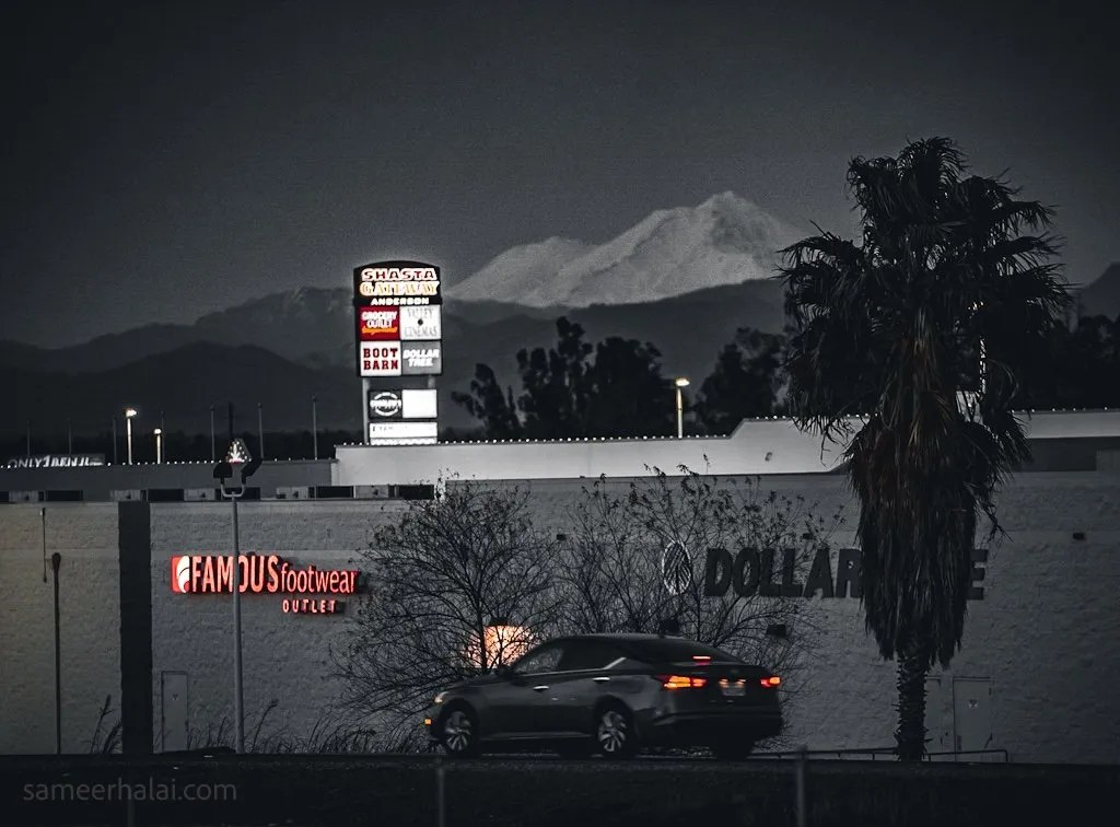 Mt Shasta juxtaposed with our consumerist selves